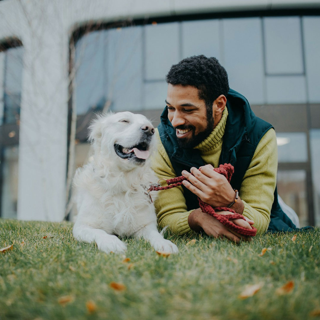 dog with a man dog with a man